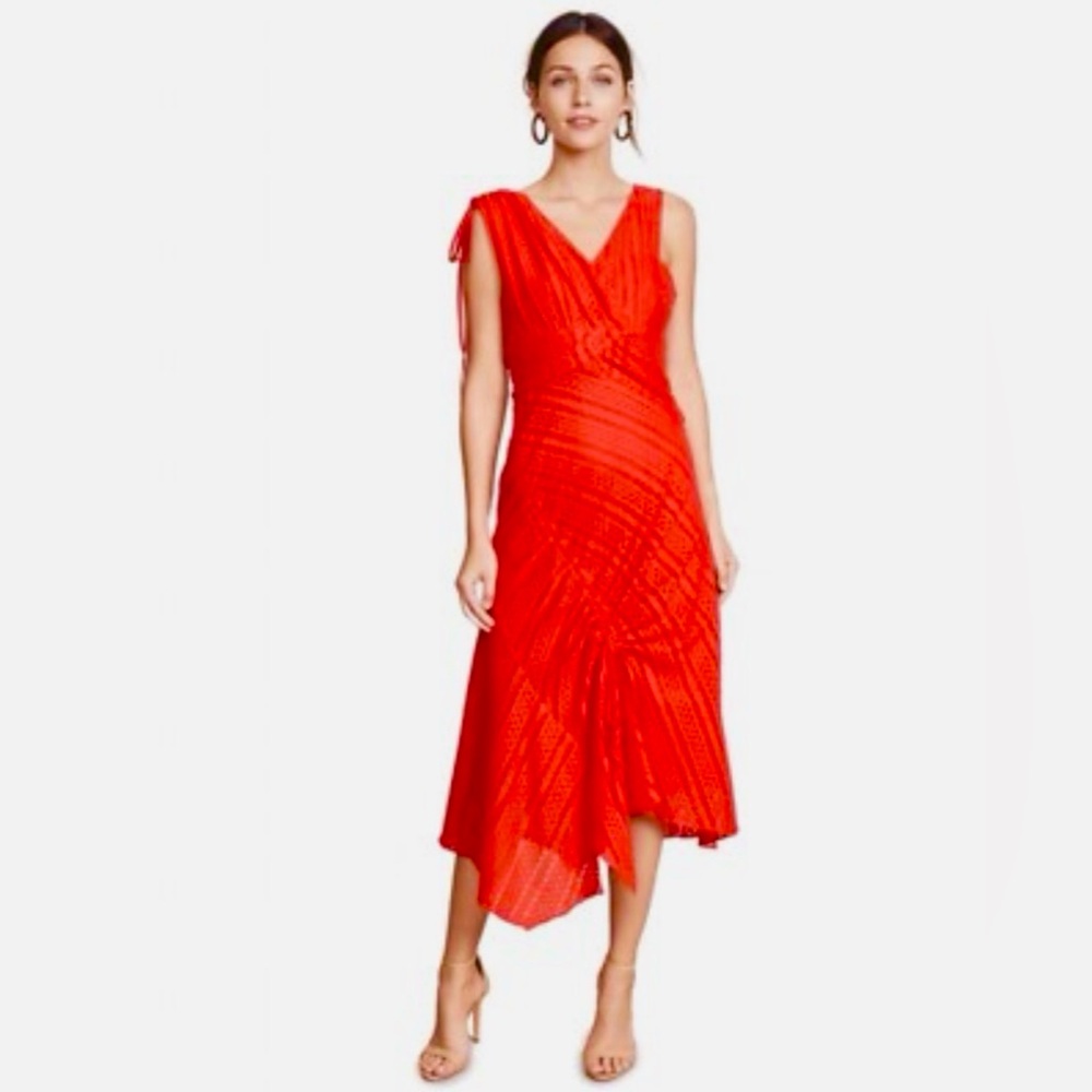 Tanya Taylor Asymmetrical Red Dress